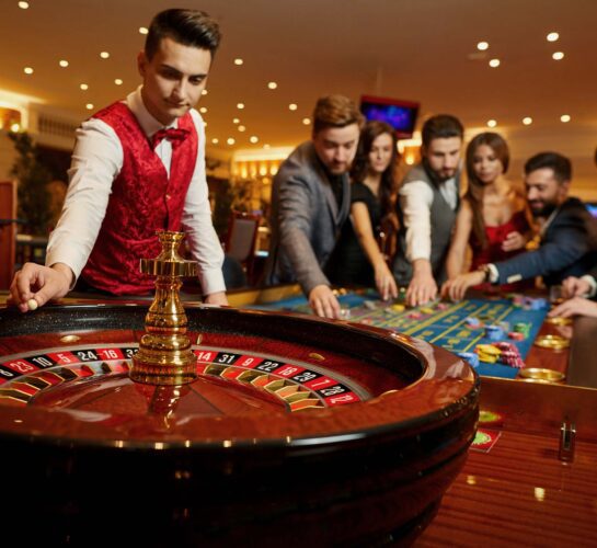 People playing roulette at a casino